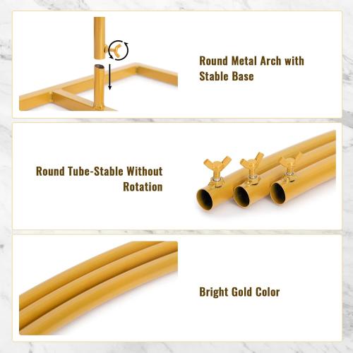 DOEWORKS 6.5 FT Metal Balloon Arch Stand, Rectangle Wire Backdrop Stand for Ceremony, Flower Stand Rack for Wedding, Birthday Party, Golden