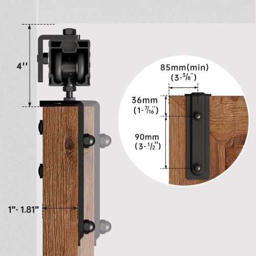 144/12FT Double Barn Door Hardware Kit Box Rail, Exterior Barn Door Hardware Kit Wall Mount, Heavy Duty Aluminium Alloy Track (No Panel)