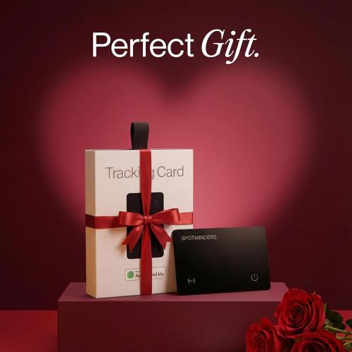 SPOTMINDERS Apple MFi Certified Wallet Tracker Works With Apple Find My Tracking Card for Wallet Card Rechargeable IP68 Waterproof 0.07in Slim iPhone Item Finder for Luggage Tags Purse Gifts for Women