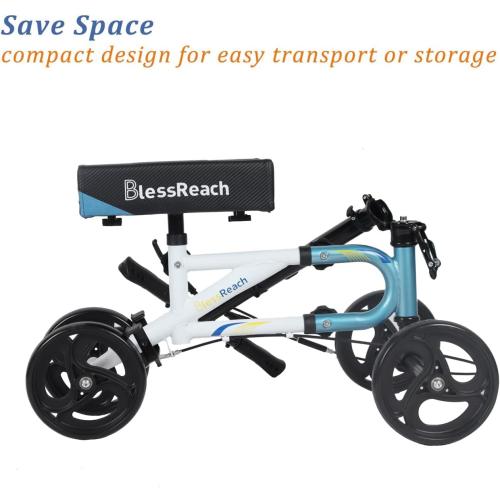 Economy Knee Scooter Steerable Knee Walker for Foot Injuries Compact Crutch Alternative with Dual Braking System (Blue)