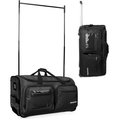 Fanwoli 23 Dance Bag with Garment Rack | Upgraded Stable System & Fabric | More Lightweight & Wear-Resistant | Ideal Competition Rolling Duffle Bag