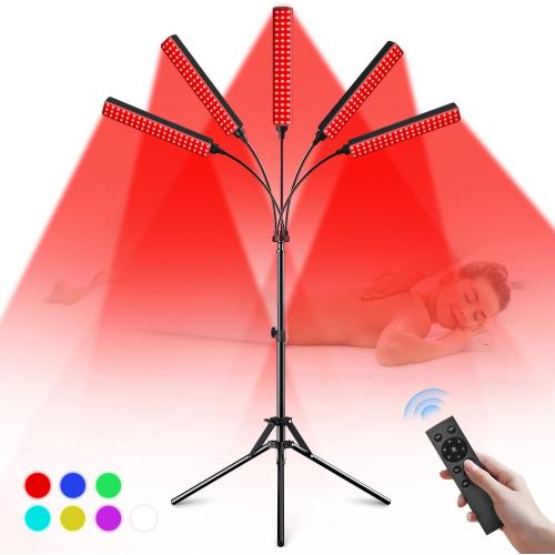 Red Light Therapy for Face Body, 5 Heads Red Infrared Light Therapy Device, 7Colors Full Body Red Light Therapy Devices, 660nm and 850nm Near Infrared for Face,Muscle,Body,Skin