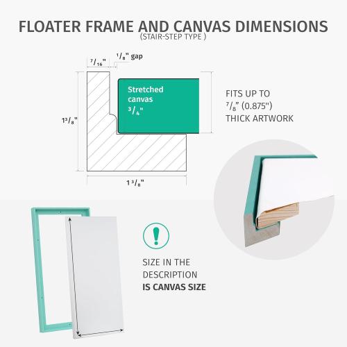 PIXY CANVAS Value Pack of 16x20 Stretched Canvas 3/4 (0.75) inch deep and Floater Frame for Your Paintings/Artwrok/Wall Art/Wall Decor (Natural Oak, 16 x 20 inch, Landscape)