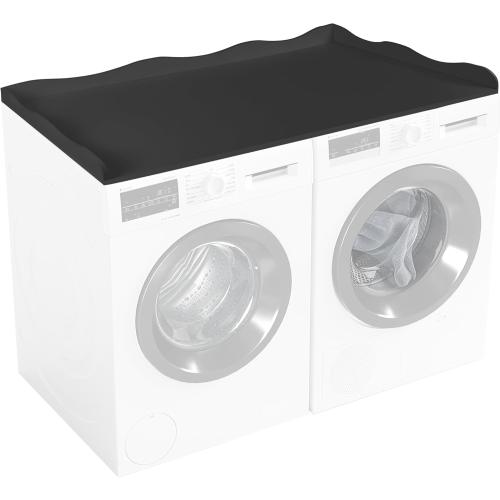 Washer Dryer Countertop,54''X27.6'' Wave Edge Wood Shelf Topper with Anti-Slip Patches,Laundry Room Washer and Dryer Laundries Hamper Counter Storage Organization (Black)