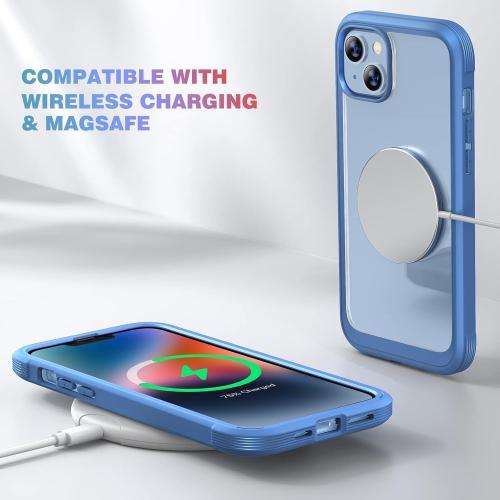 Diaclara Designed for iPhone 14 Case, Full Body Rugged Case with Built-in Touch Sensitive Anti-Scratch Screen Protector, with Camera Lens Protector for iPhone 14 6.1 (Elegant Blue)
