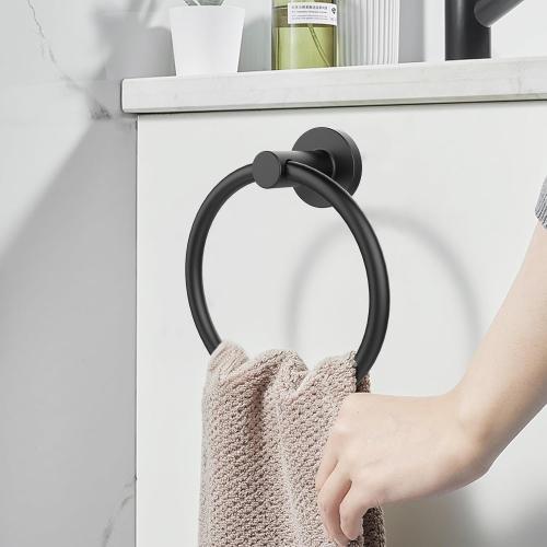 SetSail Towel Holder for Bathroom Wall Matte Black Towel Ring Stainless Steel Hand Towel Holder Heavy Duty Towel Hanger for Bath, Kitchen