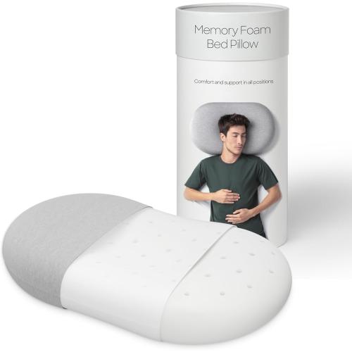 Ostrichpillow Bed Pillow - Flat Pillow - Memory Foam Pillow, Premium Cooling Bed Pillow for Side, Back and Stomach Sleepers, Modal Cover Included - Ergonomic Size