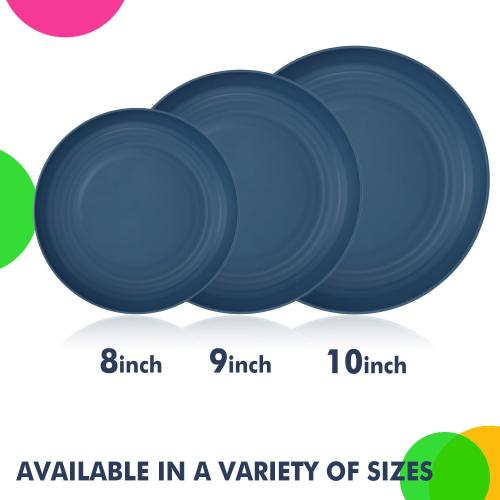 Homienly Set of 8  Size 10 inch Wheat Straw Dinner Plates Set of 8 - Alternative to Plastic, Microwave & Dishwasher Safe, Unbreakable Kids Plates with 4 Colors (Classic Bright)