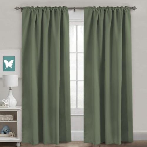 H.VERSAILTEX Blackout Curtains Thermal Insulated Window Treatment Panels Room Darkening Blackout Drapes for Living Room Back Tab/Rod Pocket Bedroom Draperies (2 Panels, Bronze Green, 52 x 84 Inch)