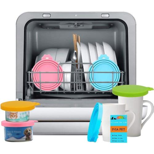 Food Can Lids, 4 Pcs Silicone Pet Food Can Covers for Dog & Cat Food, One Tin Cap Fit Most Standard Size Dog Cat Food Canned（Multicolor）…