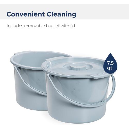 Drive Medical Folding Steel Bedside Commode Chair - 3-in-1 Portable Toilet - Adjustable Height - 350 Lb Weight Capacity - 7.5 Qt Bucket - Adult Commode - Grey‼️light dirt and good condition‼️