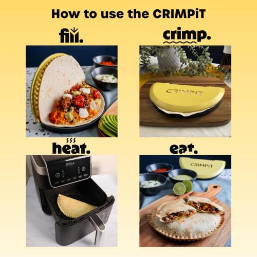 CRIMPiT Large Tortilla Sealer - For 10-12” Flour Tortillas | Make Sealed Tacos, Quesadillas, Burritos & More | Mess-Free Meals in Seconds | BPA-Free, Dishwasher Safe | Made in UK & USA