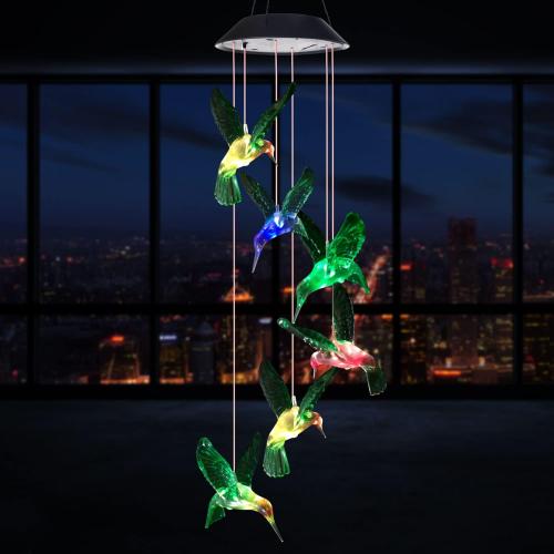 Gifts for Women Hummingbird Solar Wind Chimes Light (7 Colors Changing) Hummingbird Gifts for Mom/Grandma/Wife/Parents/Friends Unique Birthday Gift Gardening Gift Outdoor Garden Decor
