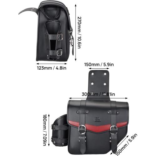 KEMIMOTO Motorcycle Saddle Bags PU Leather Saddlebags Waterproof with Cup Holder 18L Capacity Compatible with Softail Dyna Road King Universal
