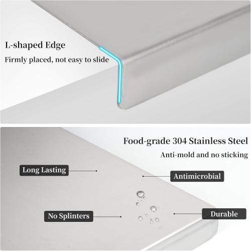 Stainless Steel Cutting Board for kitchen: Mineye Stainless Cutting Board kitchen, Suitable for Cutting Vegetables, Fruits, Meat, Bread - Easy To Clean and Store (40x30cm/15.7x11.8in)