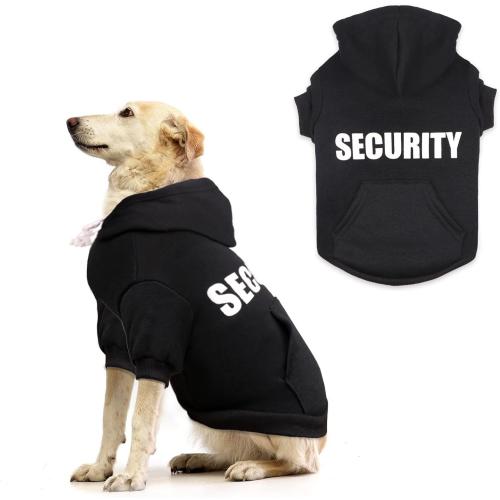 Security Dog Hoodie Dog Sweaters for Large Dogs Soft Brushed Fleece Clothes Hoodie Sweatshirt with Pocket(L)