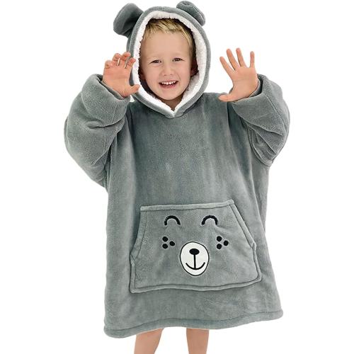 Size S 2-6 yr Toddler Wearable Blanket Kids 2-6yr, Animal Blanket Hoodie for Kids Snuggie, Oversized Sherpa Fleece Comfy Hoodie Girls, Boys