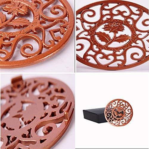 Cast Iron Trivet Decorative Mat- Heavy Duty Hot Pot Holder Pads, Placemat with Vintage Floral Pattern- for Kitchen Dining Table Tea Pot (Version A)