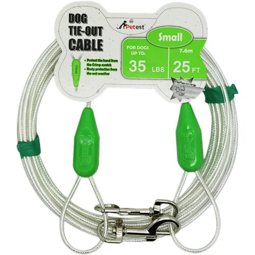 Petest 25ft Reflective Tie-Out Cable for Small Dogs Up to 35 Pounds
