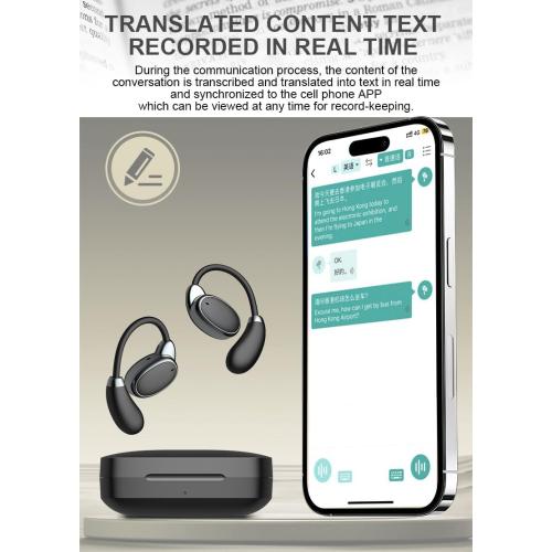 Bluetooth headset Translator, Real free to use translation software,3-in-1Translator Earbuds(Music/Telephone/Translation）Hifi Dolby Audio,150 Languages,Two-way real-time translation, fit iOS & Android