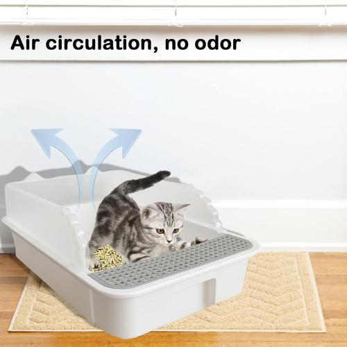 Open Cat Litter Box with High Side,Heightening Anti-Splashing Cats Litter Pan,Kitten Toilet with Litter Sifting Scoop,Semi-Enclosed Removable Kittens Litter for Easy to Clean Boxes No Odor