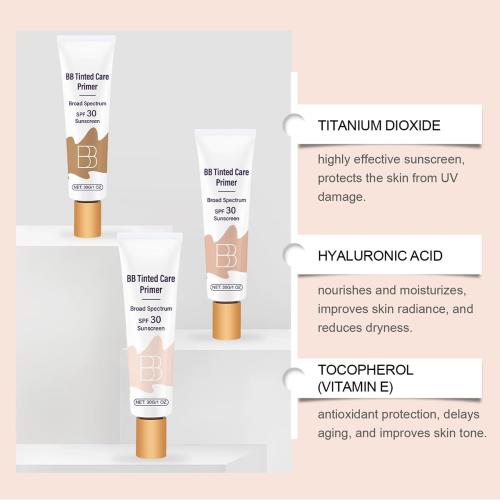BB Blur Cream Tinted Moisturizer With Spf, Tinted Care Primer, Waterproof Concealer, Spf 30 Sunscreen, 3 Shades, All Skin Types (03# Wheat, 30g/1 Oz)