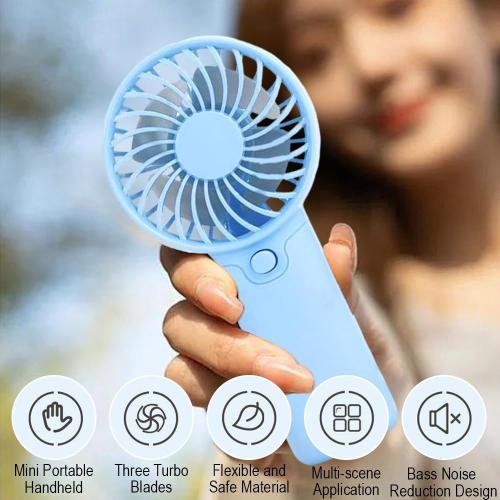 Mini Portable Fan, Personal Desktop Handheld Fan for Outdoor, Travel, Office, Hiking and Camping - (Batteries Not Included) Blue