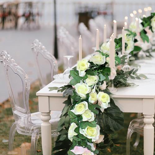 10PCS Fake Rose Garland, 7.5Ft Artificial Vines Flowers Hanging Rose Vine forfor Table Wedding Backdrop Arch Wall Party Mantle Festival Decor