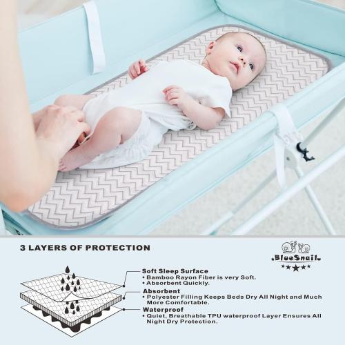 BlueSnail Ultra Soft and Anti-Slip Quilted Waterproof Changing Pad Liner 6pk (Gray Gray)