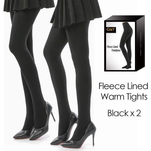 G&Y 2 Pairs Fleece Lined Tights for Women - 100D Opaque Warm Winter Pantyhose