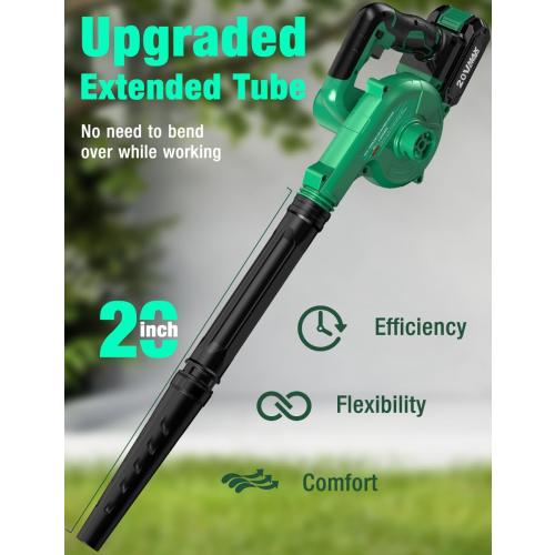 K I M O. Cordless Leaf Blower Vacuum Combo 4 in 1, 3 Nozzles &3 Modes for Inflation & Deflation, Extended Tube & Variable Speed, 20000RPM 150MPH, 2x2000mAh Battery Powered Leaf Blowers for Lawn Care