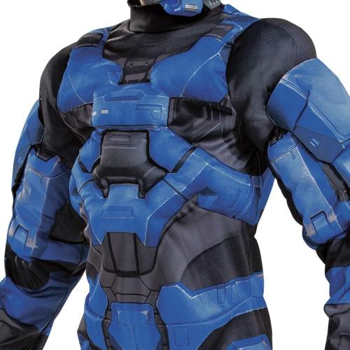 Size L/XL...Halo Spartan Costume, Official Halo Blue Full Spartan Armor Muscle Jumpsuit and Mask