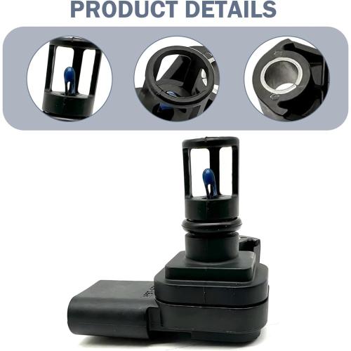 Shakas Manifold Absolute Pressure Map Sensor, Automotive Intake Pressure Sensor, Retrofit Replacement OEM #12681993 12670600 12707766 5S15725 Part, Compatible with GMC Chevrolet (Black)