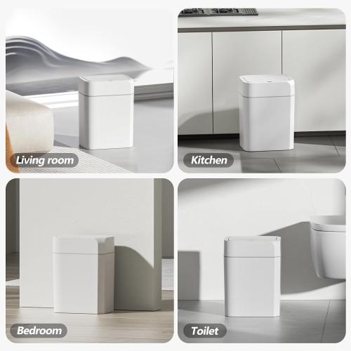 ELPHECO Bathroom Trash Can with Lid 3.5 Gallon Motion Sensor Slim Garbage Can Bathroom Decor Waterproof Smart Small Trash Bin for Kitchen, Office, Bedroom, Living Room, Toilet (White)