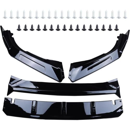 New Front Bumper Lip Compatible with 2018 2019 2020 2021 10th Gen Honda Accord 4 Door Car Front Spoiler-Gloss Black Sport Front Spoiler - 4pcs