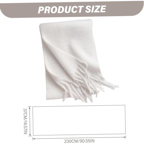 White Scarf 15 X 91 Large Soft Winter Scarf For Women Thicken Warm Scarves With Tassel Elegant Fluffy Scarves Blanket Classic Neck Scarf For Women Girls Cold Weather,Winter Scarf