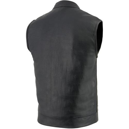 Milwaukee Leather LKM3710 Men's Black Club Style Leather Vest with Open Neck