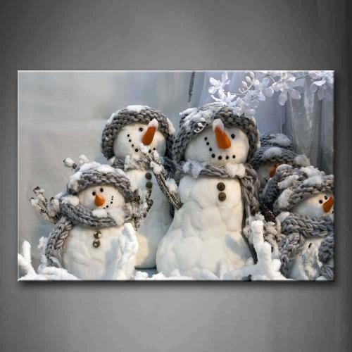 Christmas Wall Art Four Lovely Snowman Wall Art Winter Wall Painting Pictures Print On Canvas Art Picture for Living Room Home Modern Decoration