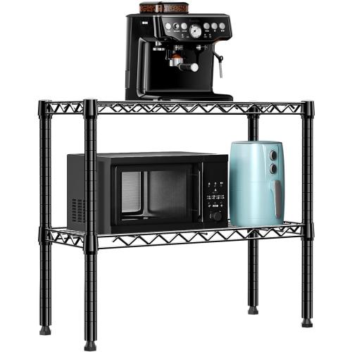 MZG 220 lbs 2 Tier Storage Rack Metal Wire Shelving Unit, Storage Standing Household Shelf Organizer for Laundry Bathroom Kitchen Pantry Closet Basement Utility Room, Black 11.8 D x 27.6 W x 23.4 H