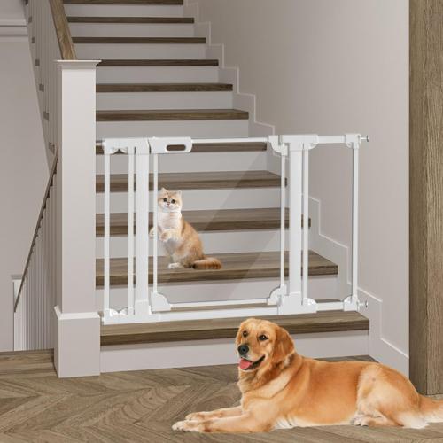 Clear Baby Safety Gate for Stairs,29-48 Wide, 30 Tall Pressure Mounted Acrylic Pet Gate, Easy Walk Through Auto Close Child Gate for Doorways and House,29.52-47.24