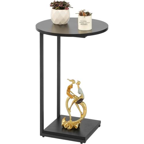 DCLRN Small End Table,c Table End Table for Sofa,Round Coffee Table is Suitable for Living Room and Bedroom.(Black)
