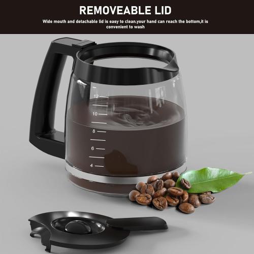 12-Cup Coffee Pot Replacement Compatible with Cuisinart Coffee Maker Models SS-12, SS-15, SS-16, DCC-1100BK, DCC-1200, DCC-2650, CHW-12P1, DGB-400, DGB-550BK, DGB-550BK1, DGB-625BC and DGB-700BC