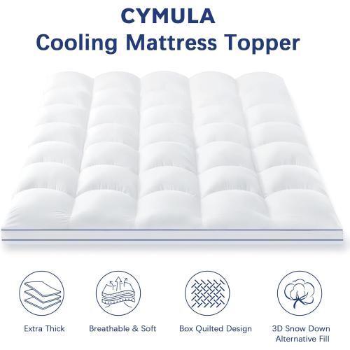 Milcabe Mattress Topper Queen College Dorm, Bed Topper Queen Cooling Mattress Pad Cover for College, Pillow Top Mattress Topper with Deep Pockets, Breathable Fluffy Fill Mattress Protector