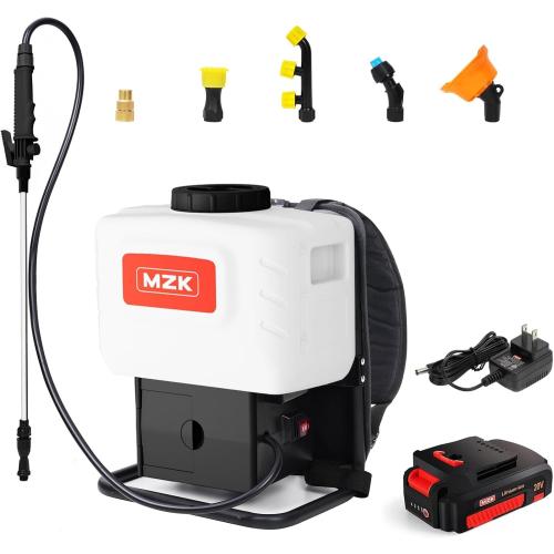 MZK 4.2 Gallon Battery Powered Backpack Sprayer-2.0AH Lithium Ion Electric Backpack Sprayer-for Weeding, Spraying, and Cleaning, Multiple Nozzles & Battery Included