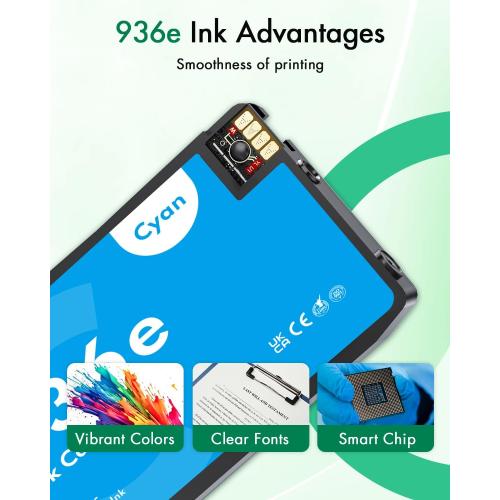 936e 936XL Ink Cartridges Combo Pack High Yield Replacement for HP 936e 936XL 936 Ink Cartridges for OfficeJet Pro 9110b 9128 9122 9125 9130b 9135 9730 Printers (4-Pack, Black/Cyan/Magenta/Yellow)