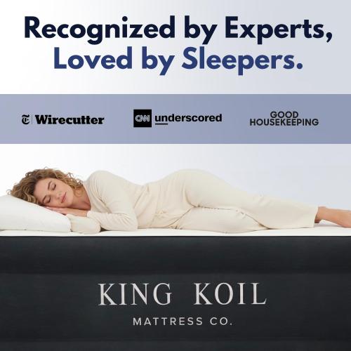 King Koil 20 Queen Air Mattress with Built-in High-Speed Pump - CNN Underscored Top Pick, Sleeps Like a Real Bed, Inflates in 2 Minutes, 600 lb Capacity for Guests, Camping, Home, 1-Year Warranty‼️light dirt and good condition‼️