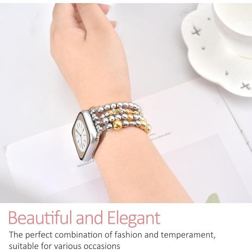 KOREDA Beaded Bracelet Compatible for Apple Watch Band 38mm 40mm 41mm 42mm 44mm 45mm 46mm Series 11 10 9 8 7 SE Women, Fashion Cute Handmade Elastic Beads Stretch Strap for iWatch Series 6/5/4/3/2/1