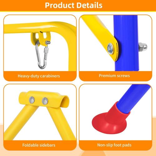 Foldable Swing Stand for Kids, Heavy-Duty Metal Swing Frame for Indoor/Outdoor, Suitable for Most Baby Toddler Swings, Easy to Assemble & Store, Swings not Included (Blue)