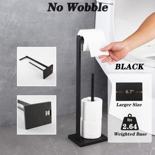 GERZWY SUS 304 Stainless Steel Bathroom Free Standing Toilet Paper Holder Toilet Roll Holder for Bath, Matte Black DZY022-BK