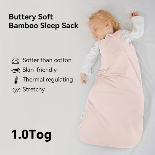 BubblePanda Rayon Made from Bamboo Sleep Sack 6-12 Months 1.0 Tog Soft Toddler Sleeping Sack for Babies 2-Way Zipper Baby Wearable Blanket